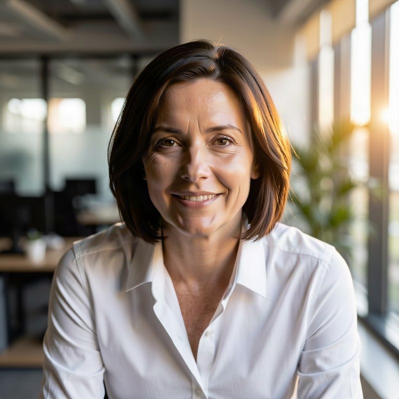 Portrait with a blurred office interior behind